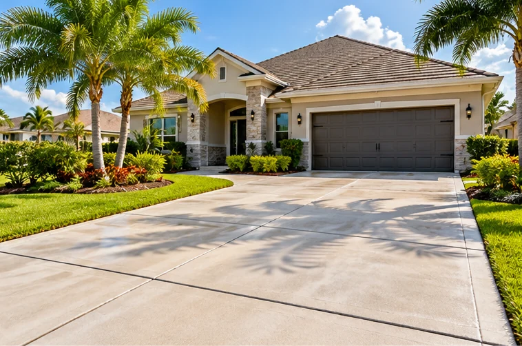 Illustrative view of a clean Florida home driveway